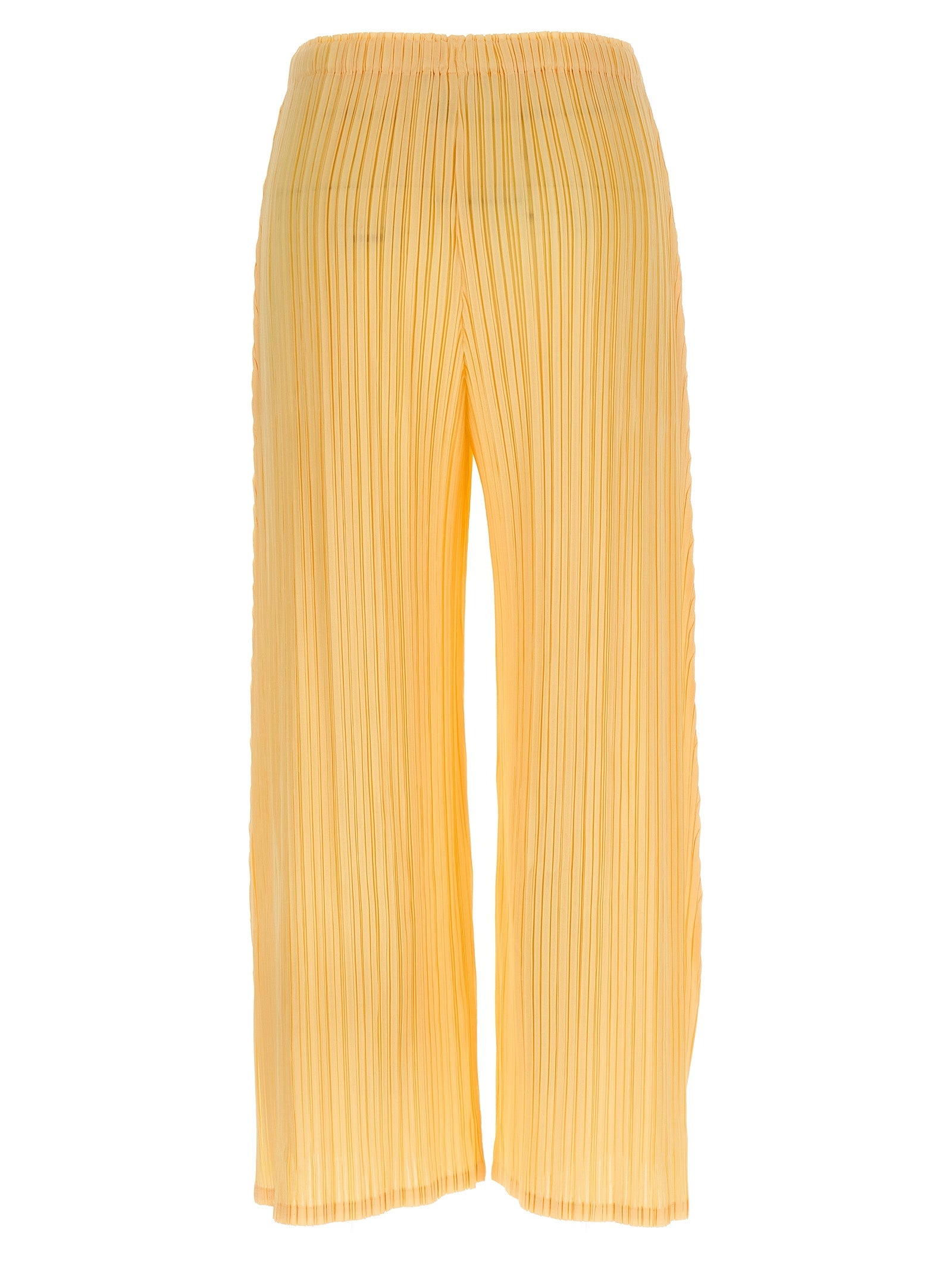 Casual Pants by PLEATS PLEASE ISSEY MIYAKE for women in polyester bicolour & yellow features an sartorial wide and long with a cut for a sartorial finish.