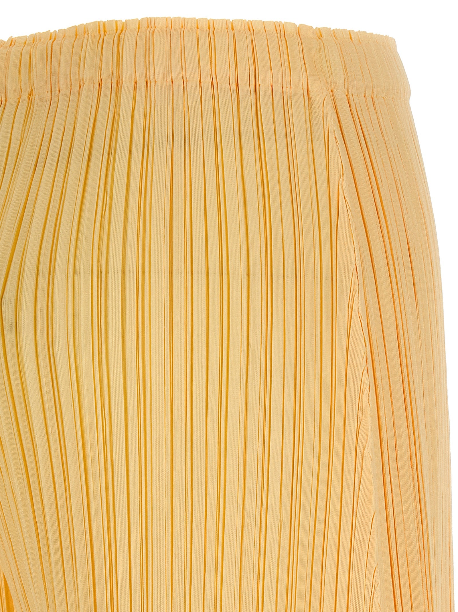 Casual Pants by PLEATS PLEASE ISSEY MIYAKE for women in polyester bicolour & yellow features an sophisticated and wide with a precise long, creating a sophisticated and sophisticated silhouette.