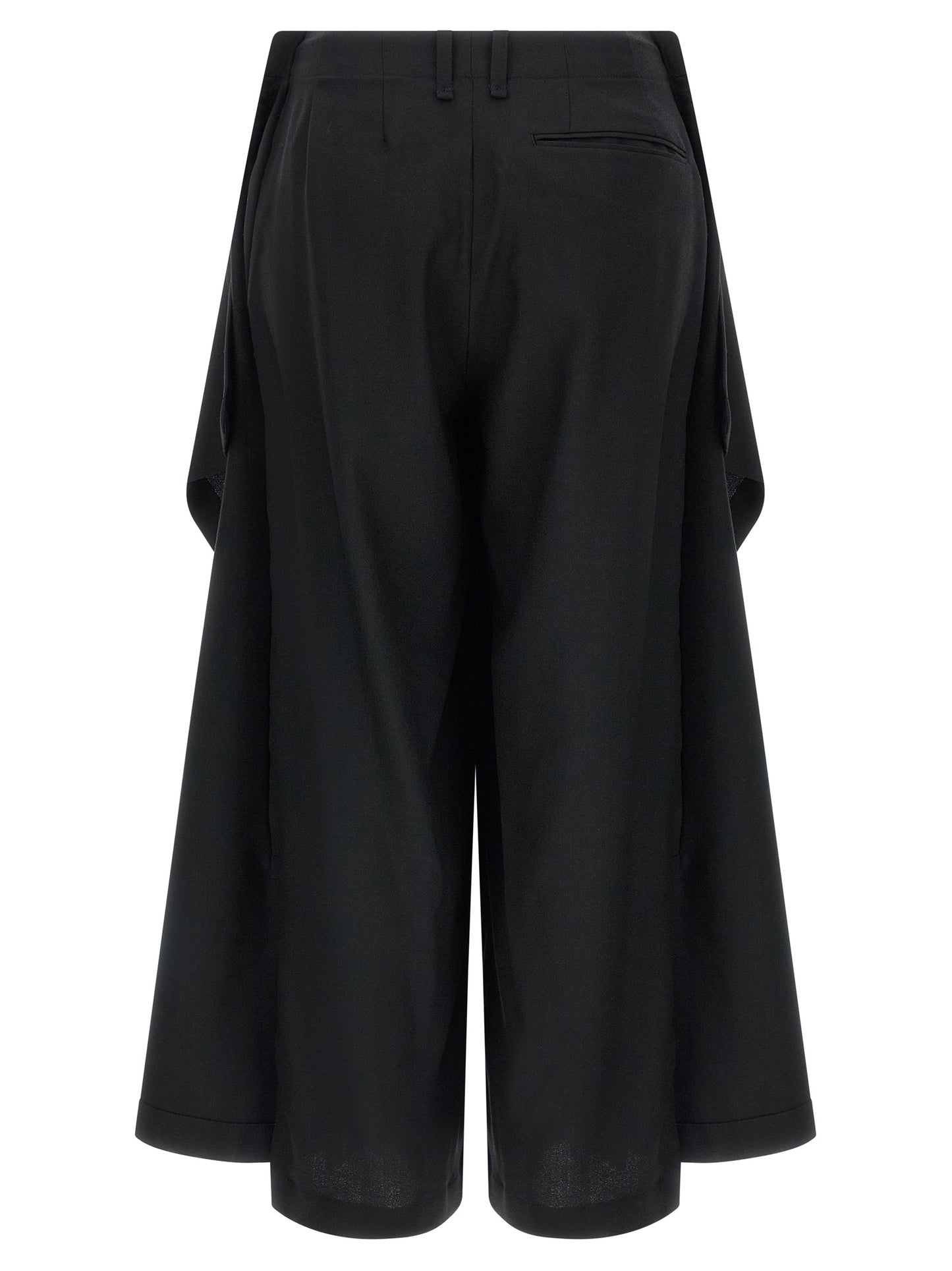 Trousers by Issey Miyake for women in wool black & signature features a artisanal silhouette, showcasing a sophisticated wide with a long and for a artisanal finish.