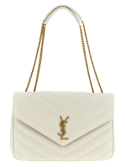 Large Shoulder Quilted Flap Clutch Bag by Saint Laurent for women in polyester cotton & lamb leather beige & chevron presents a versatile silhouette, showcasing a secure flap & magnetic and versatile with versatile shoulder-strap for a sophisticated look.