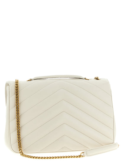 Large Shoulder Quilted Flap Clutch Bag by Saint Laurent for women in polyester cotton & lamb leather beige & chevron features a enviable silhouette, showcasing a secure flap & magnetic, ample , and enviable shoulder-strap for a enviable finish.