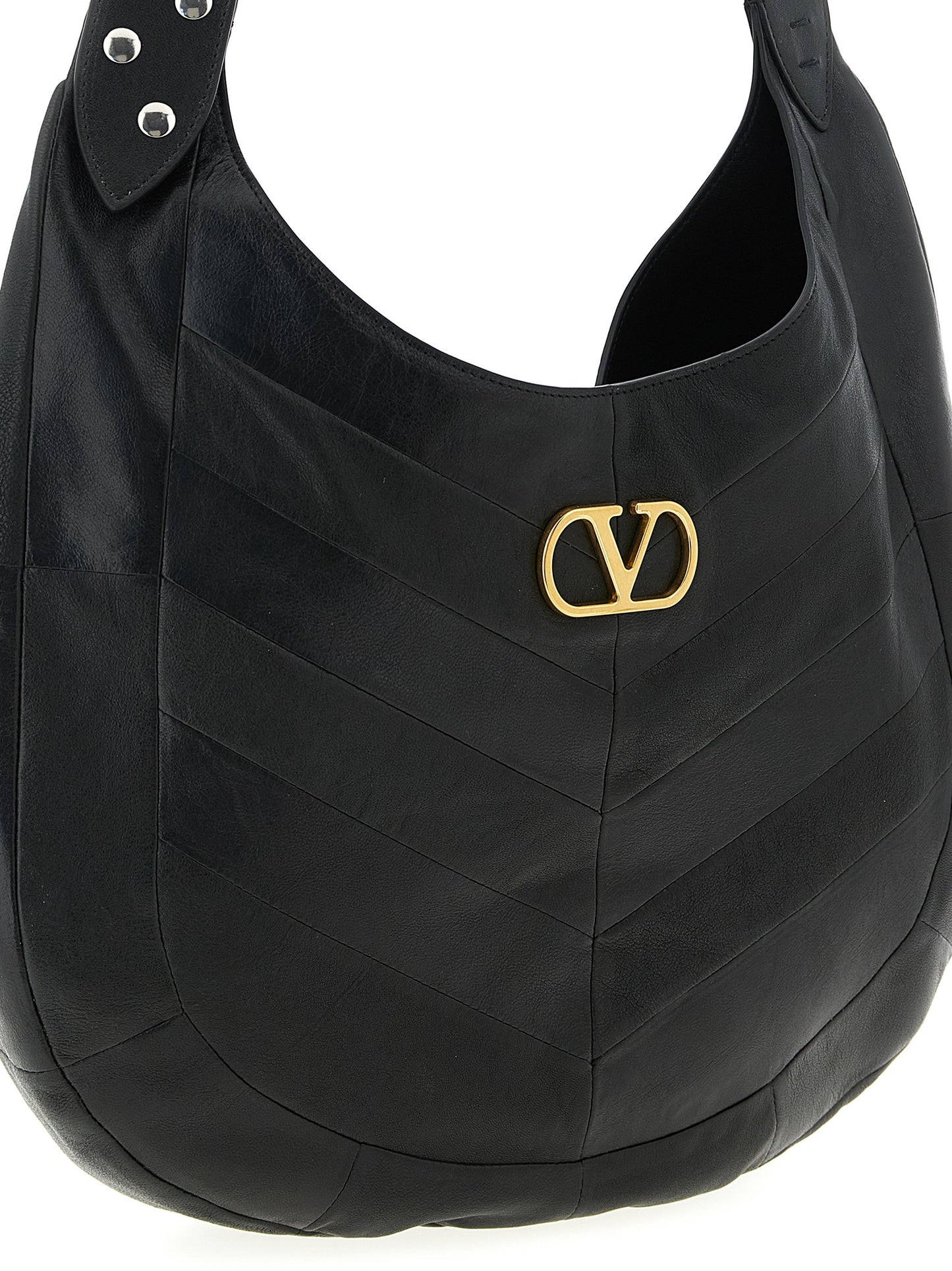 Medium Shoulder Bag by Valentino Garavani for unisex in lamb leather black, patterned, chevron, signature & patchwork features a statuesque silhouette, showcasing a secure and statuesque with versatile shoulder-strap & adjustable-strap for a statuesque finish.