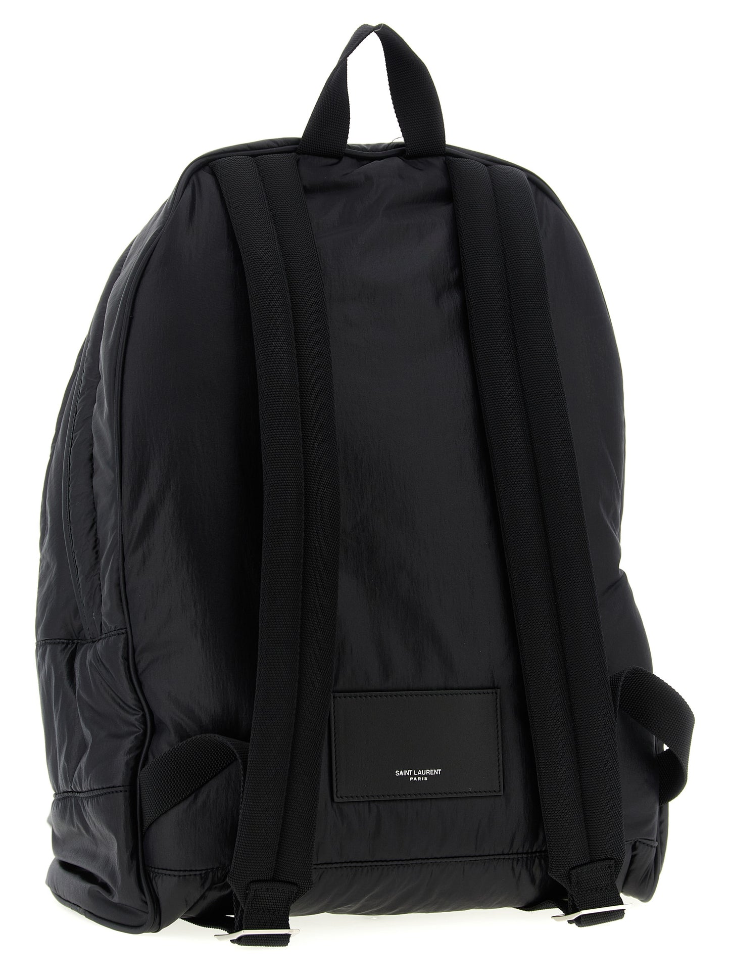 Backpack by Saint Laurent for men in bos taurus suede calf leather & nylon black features a utilitarian chic City Bos Taurus Suede Calf Leather & Nylon Backpack design with a secure zipper, ample , and versatile handle, backpack-strap & adjustable-strap for a utilitarian chic finish.
