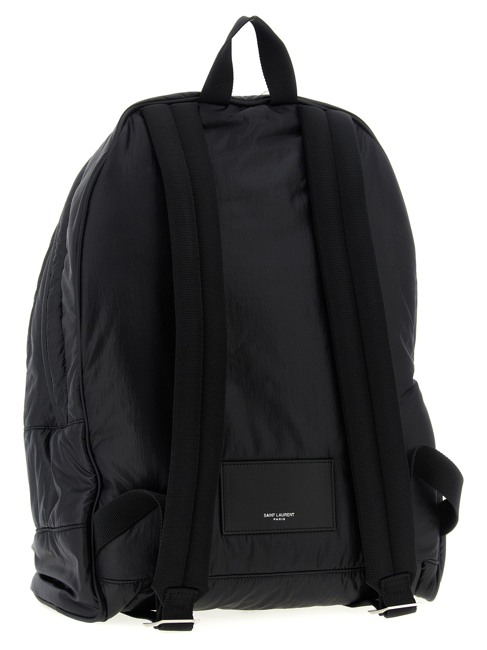 Backpack by Saint Laurent for men in bos taurus suede calf leather & nylon black features a utilitarian chic City Bos Taurus Suede Calf Leather & Nylon Backpack design with a secure zipper, ample , and versatile handle, backpack-strap & adjustable-strap for a utilitarian chic finish.