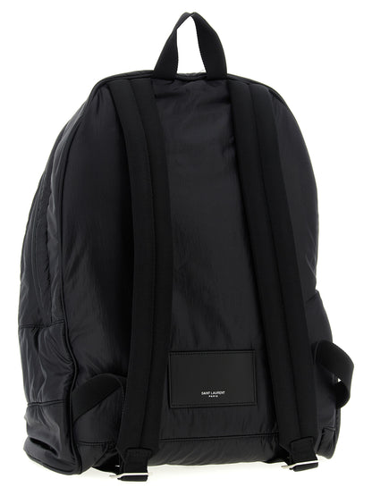 Backpack by Saint Laurent for men in bos taurus suede calf leather & nylon black features a utilitarian chic City Bos Taurus Suede Calf Leather & Nylon Backpack design with a secure zipper, ample , and versatile handle, backpack-strap & adjustable-strap for a utilitarian chic finish.