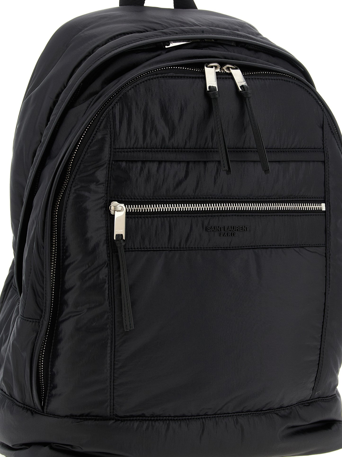 Backpack by Saint Laurent for men in bos taurus suede calf leather & nylon black showcases a urban-chic City Bos Taurus Suede Calf Leather & Nylon Backpack design, featuring a secure zipper with urban-chic and versatile handle, backpack-strap & adjustable-strap.
