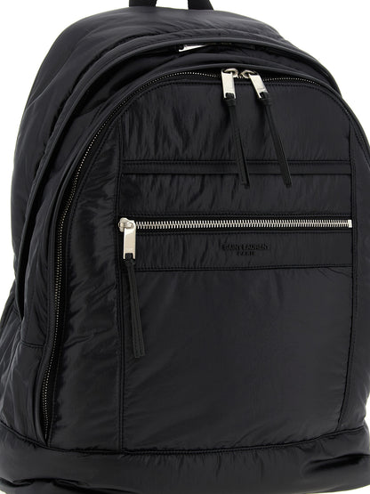 Backpack by Saint Laurent for men in bos taurus suede calf leather & nylon black showcases a urban-chic City Bos Taurus Suede Calf Leather & Nylon Backpack design, featuring a secure zipper with urban-chic and versatile handle, backpack-strap & adjustable-strap.