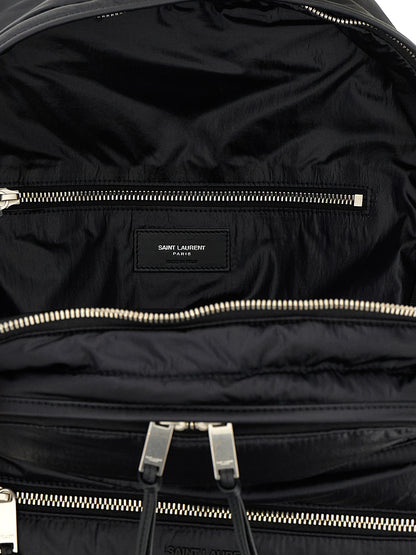 Backpack by Saint Laurent for men in bos taurus suede calf leather & nylon black features an ultra-portable silhouette from the City Bos Taurus Suede Calf Leather & Nylon Backpack range, with a secure zipper, ample , and versatile handle, backpack-strap & adjustable-strap.