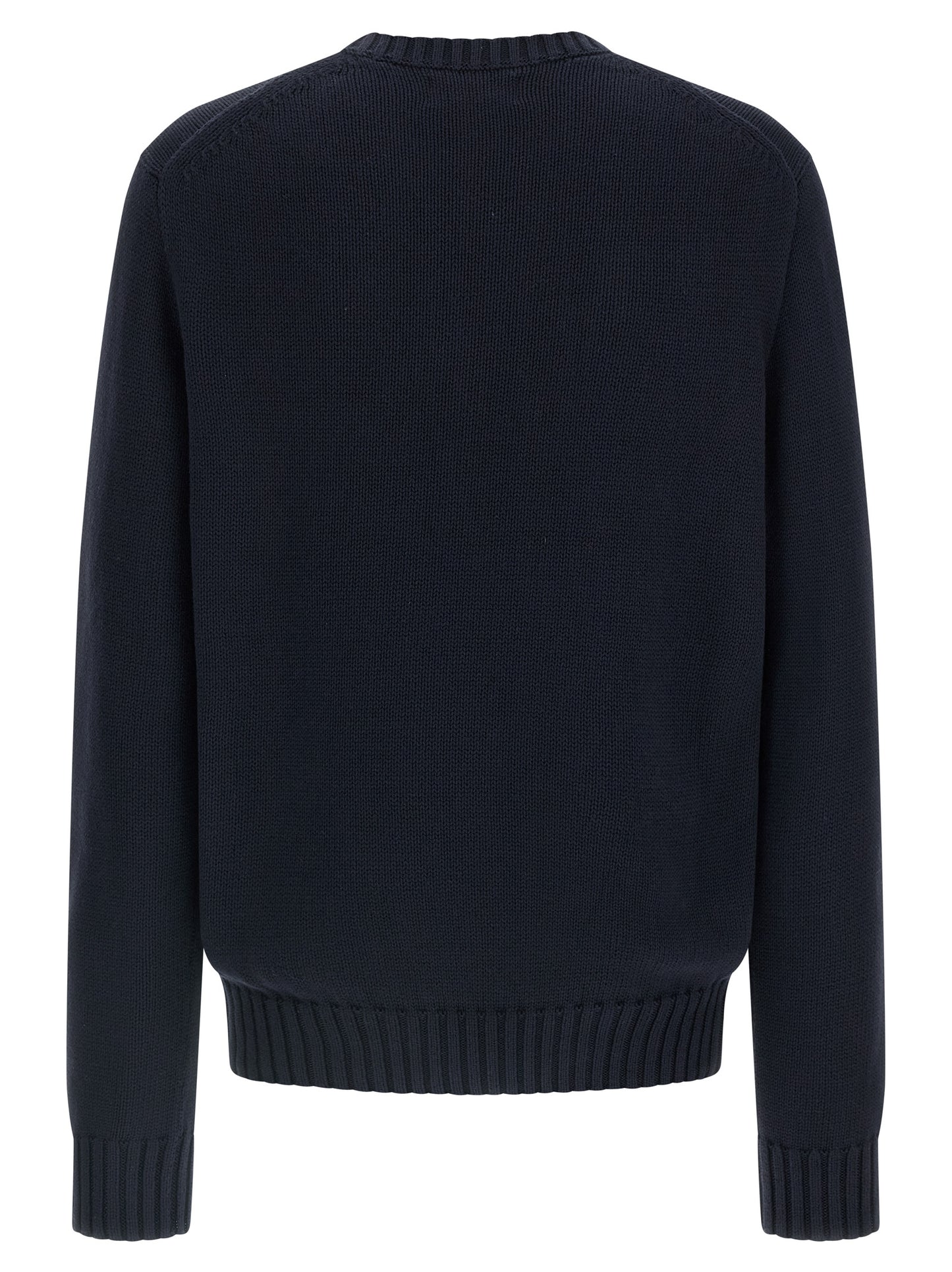Cardigan by Polo Ralph Lauren for men in cotton blue presents a textural silhouette, artfully finished with a textural crew neckline and for a sophisticated, textural look.