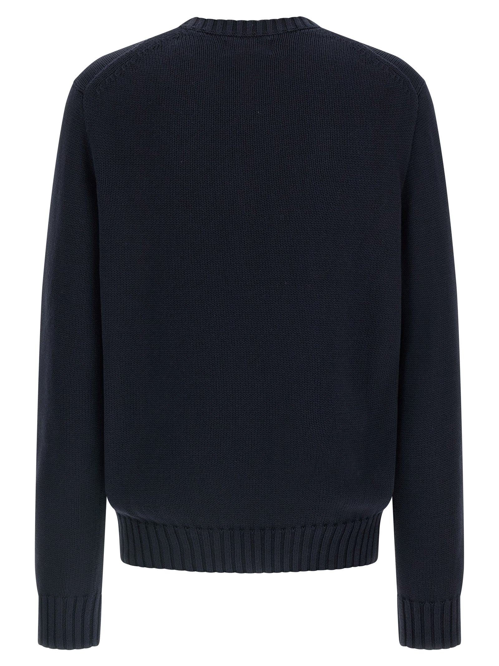 Cardigan by Polo Ralph Lauren for men in cotton blue presents a textural silhouette, artfully finished with a textural crew neckline and for a sophisticated, textural look.