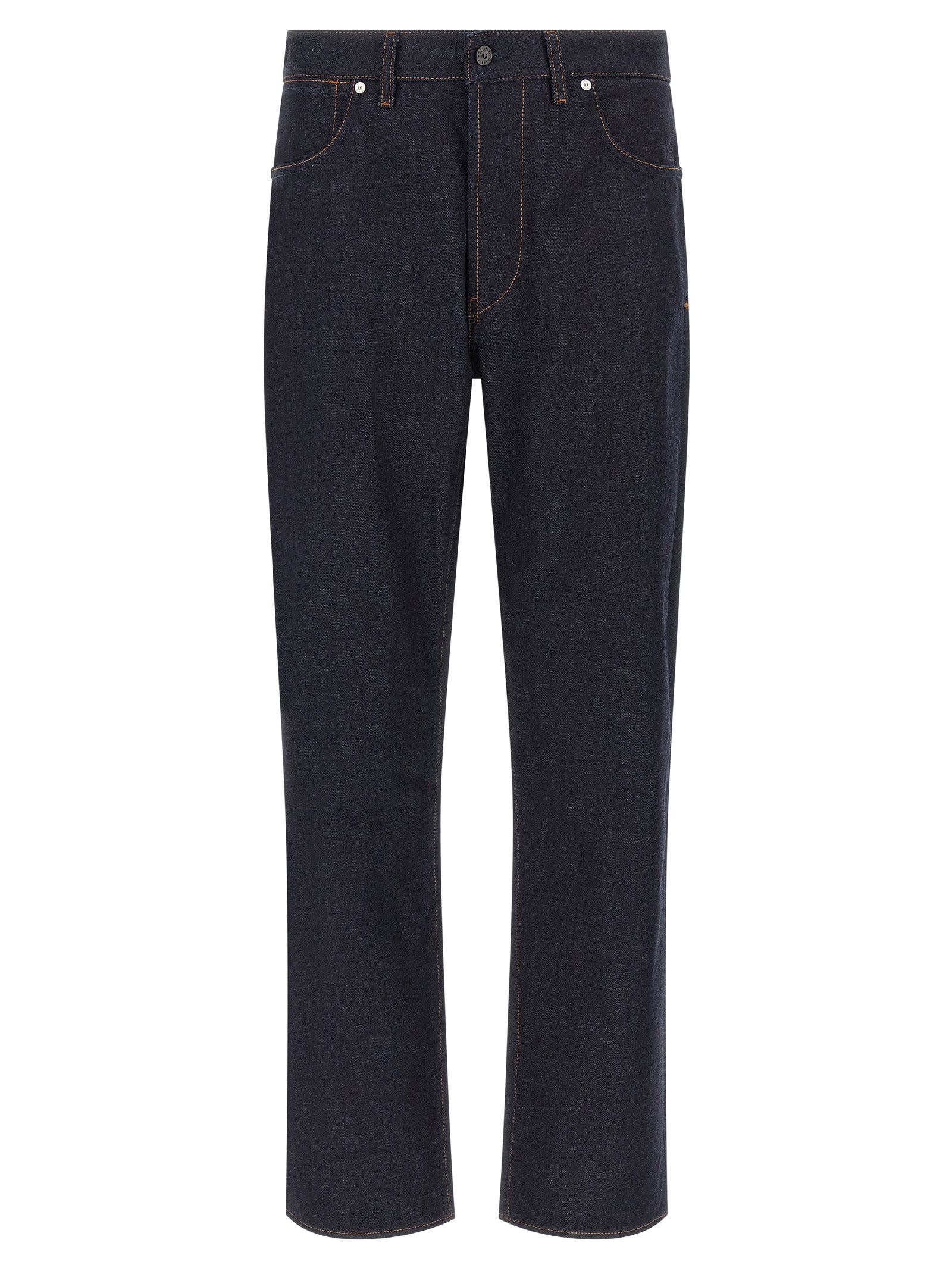 Jeans by Stone Island for men in organic cotton denim blue, indigo & signature features a polished silhouette with a polished straight-leg, reaching a polished long and finished with a polished .
