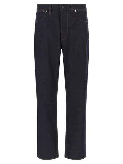 Jeans by Stone Island for men in organic cotton denim blue, indigo & signature features a polished silhouette with a polished straight-leg, reaching a polished long and finished with a polished .