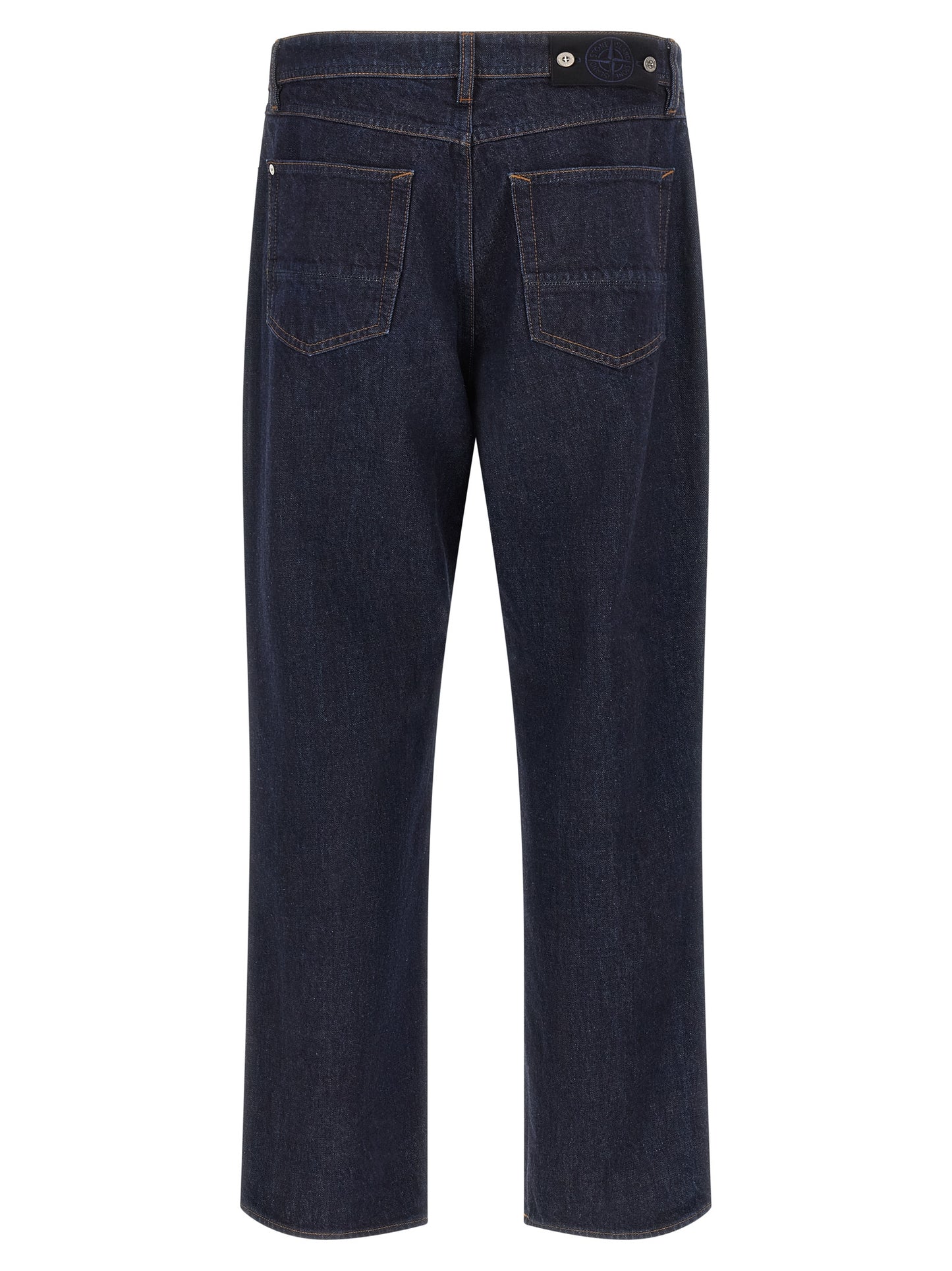 Jeans by Stone Island for men in organic cotton denim blue & indigo features a polished silhouette with a polished straight-leg, reaching a polished long and finished with a polished .