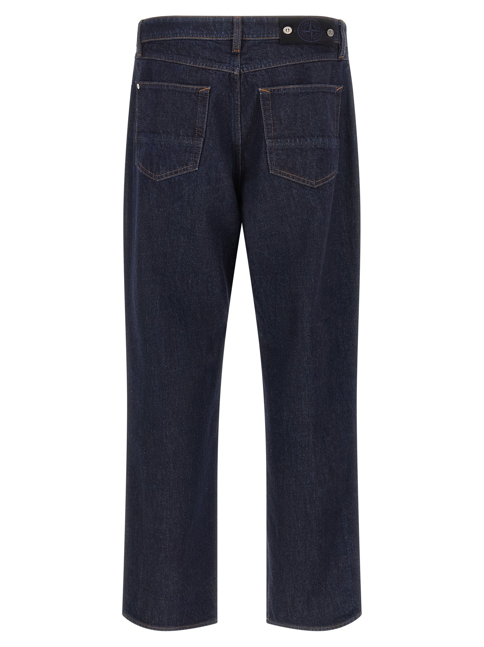 Jeans by Stone Island for men in organic cotton denim blue & indigo features a polished silhouette with a polished straight-leg, reaching a polished long and finished with a polished .