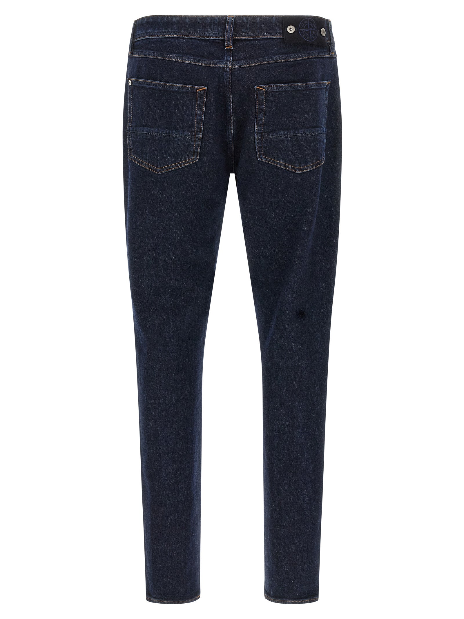 Jeans by Stone Island for men in stretch organic cotton denim blue, indigo & signature features an sartorial straight-leg and long with a cut for a sartorial finish.