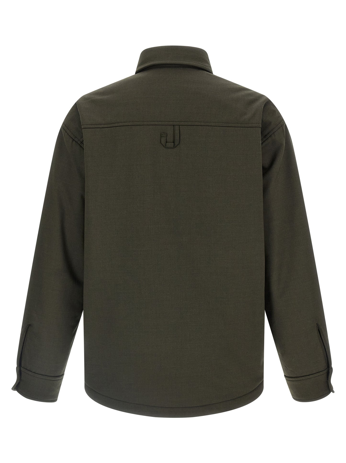 Windbreaker Jacket by Jacquemus for men in virgin wool bicolour, green & signature presents a resilient silhouette, artfully detailed with a sophisticated and functional pockets, insulated & windproof for a resilient finish.