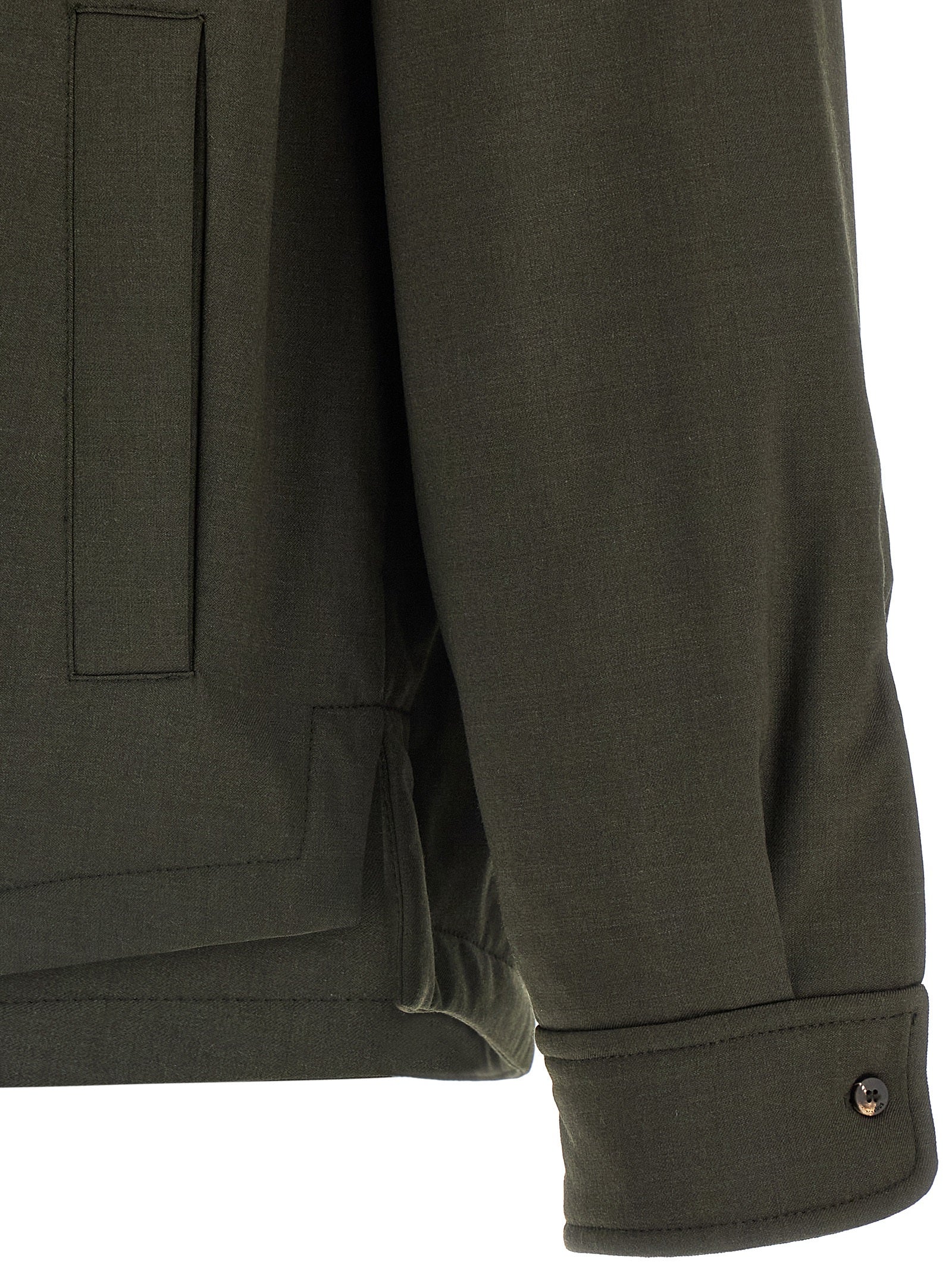 Windbreaker Jacket by Jacquemus for men in virgin wool bicolour, green & signature features an perennial silhouette with a refined and perennial pockets, insulated & windproof for a sophisticated weather-resistant look.