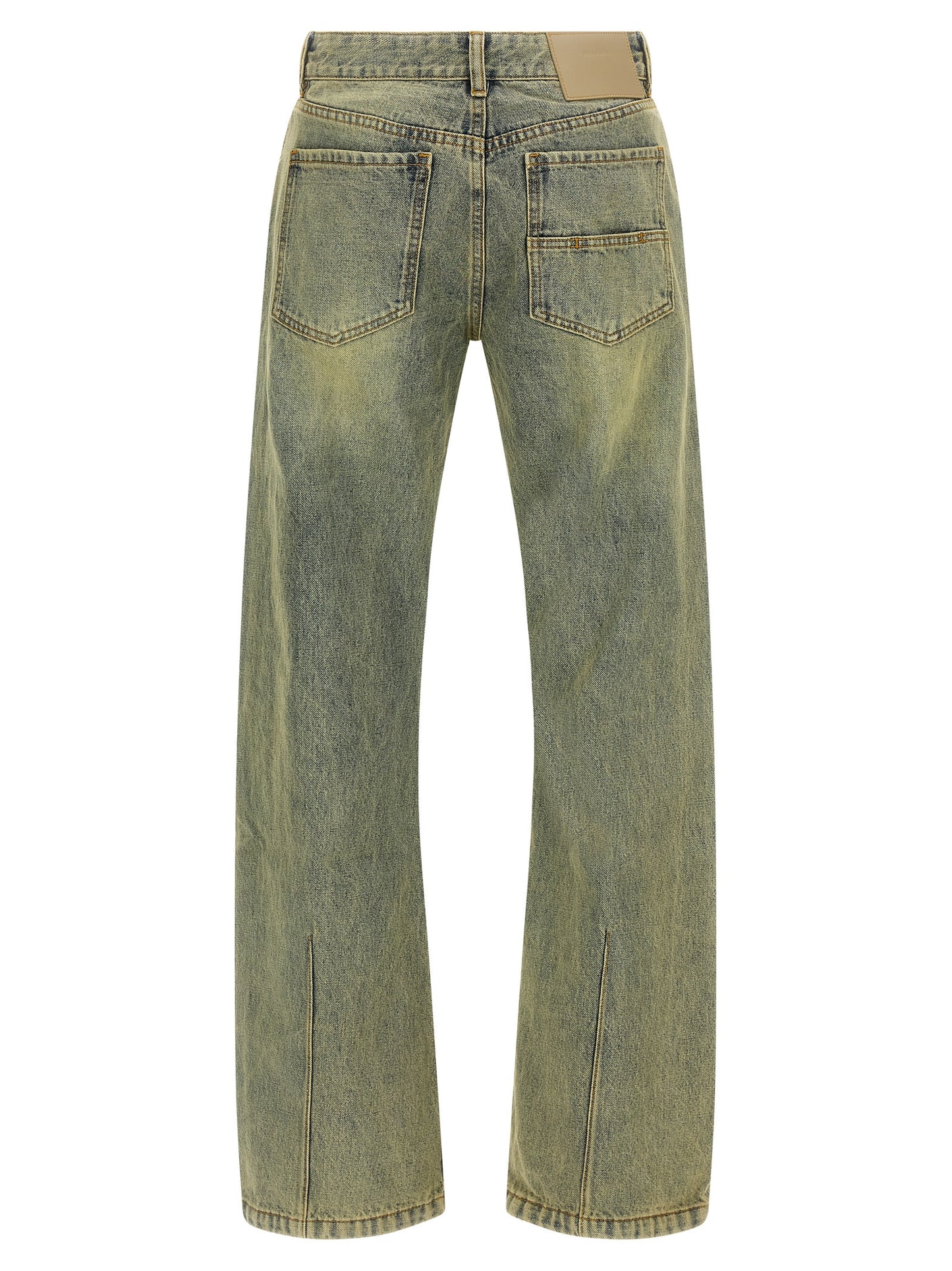 Jeans by Entire Studios for men in cotton denim bicolour & yellow features an refined tailoring silhouette, showcasing a premium straight-leg, regular-fit & wide with a and long cut for a refined tailoring look.