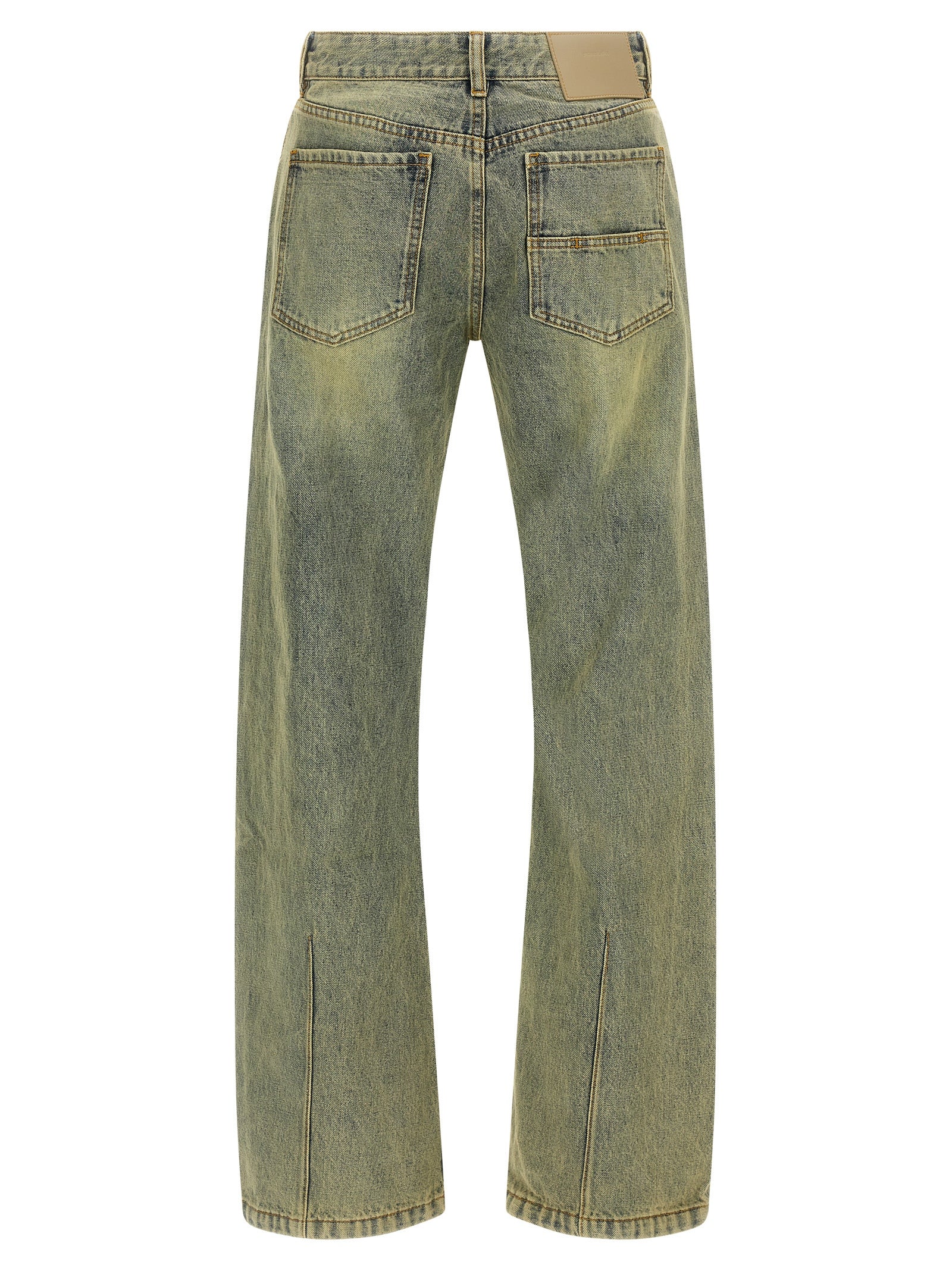 Jeans by Entire Studios for men in cotton denim bicolour & yellow features an refined tailoring silhouette, showcasing a premium straight-leg, regular-fit & wide with a and long cut for a refined tailoring look.