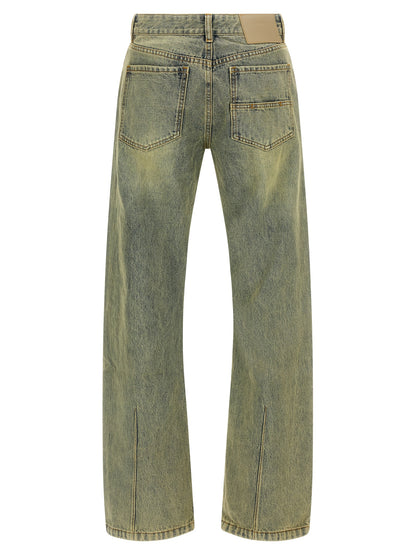 Jeans by Entire Studios for men in cotton denim bicolour & yellow features an refined tailoring silhouette, showcasing a premium straight-leg, regular-fit & wide with a and long cut for a refined tailoring look.