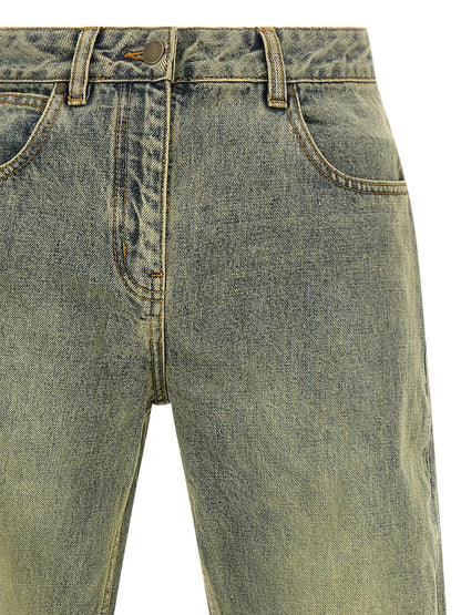 Jeans by Entire Studios for men in cotton denim bicolour & yellow features a polished silhouette with a polished straight-leg, regular-fit & wide, reaching a polished long and finished with a polished .