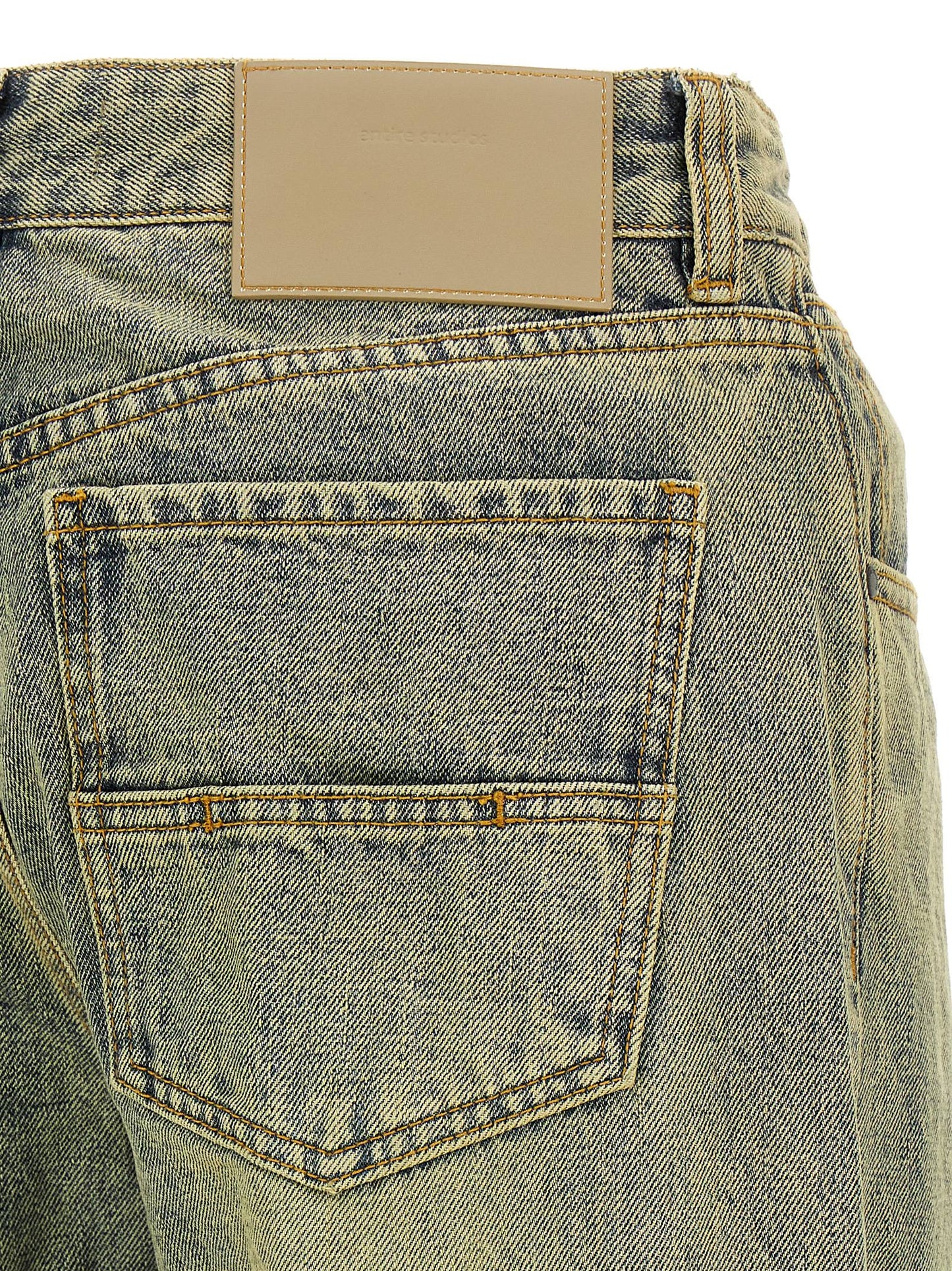Jeans by Entire Studios for men in cotton denim bicolour & yellow features an sophisticated and straight-leg, regular-fit & wide with a precise long, creating a sophisticated and sophisticated silhouette.