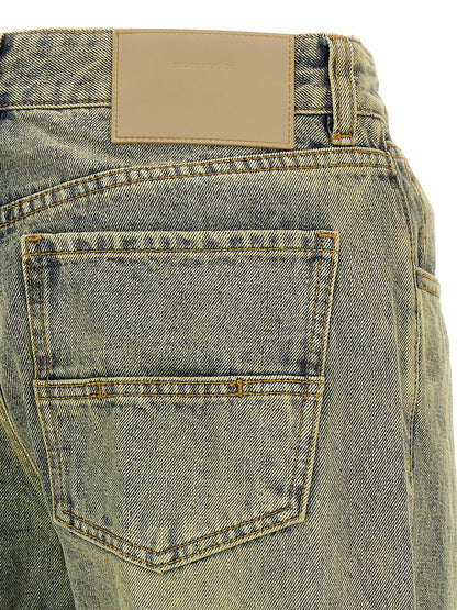 Jeans by Entire Studios for men in cotton denim bicolour & yellow features an sophisticated and straight-leg, regular-fit & wide with a precise long, creating a sophisticated and sophisticated silhouette.