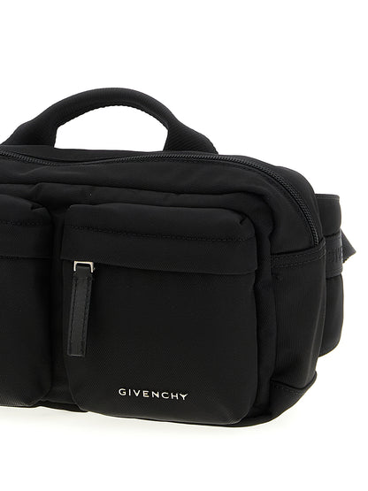 Crossbody Fanny Pack Messenger Bag by Givenchy for men in nylon black presents a on trend Essential U Nylon Crossbody Fanny Pack Messenger Bag design, featuring a secure zipper, ample , and on trend crossbody-strap, shoulder-strap & handle for a on trend finish.