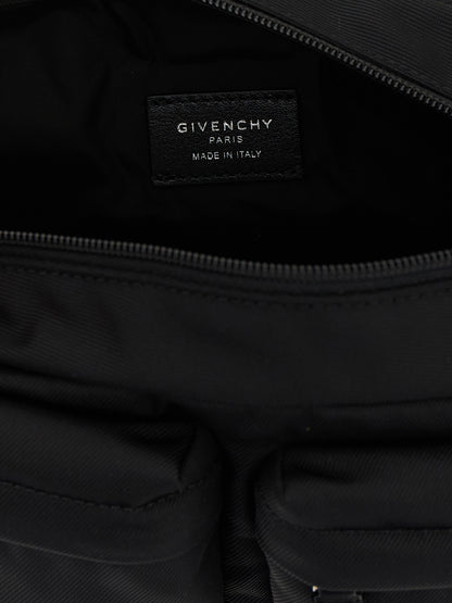 Crossbody Fanny Pack Messenger Bag by Givenchy for men in nylon black showcases a stylish Essential U Nylon Crossbody Fanny Pack Messenger Bag design, featuring a secure zipper and ample with versatile crossbody-strap, shoulder-strap & handle for a stylish look.