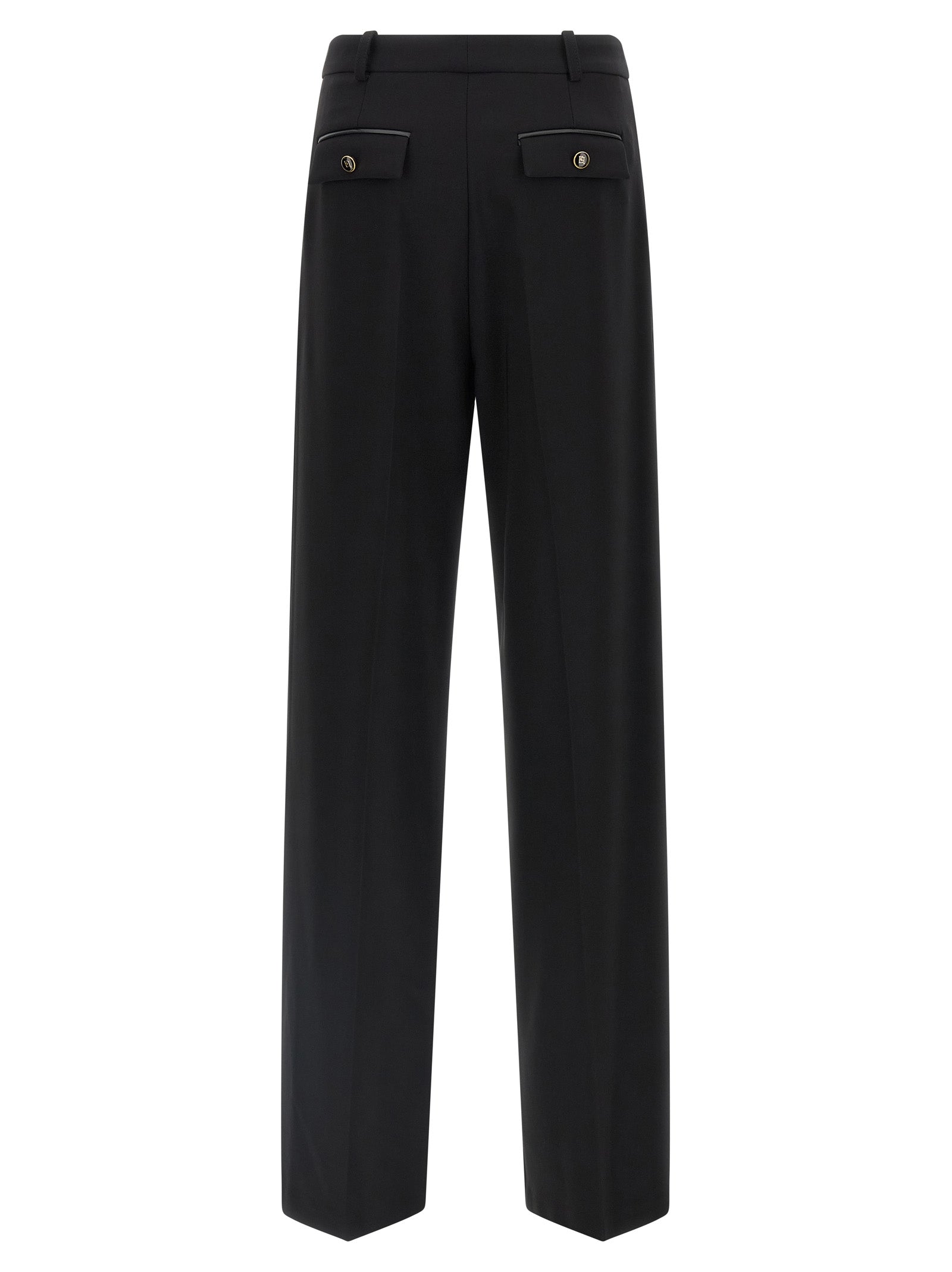 Casual Pants by Elisabetta Franchi for women in stretch polyester black presents a refined pantology silhouette, artfully defined by a refined pantology straight-leg & wide, long, and a sophisticated .