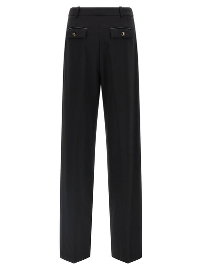 Casual Pants by Elisabetta Franchi for women in stretch polyester black presents a refined pantology silhouette, artfully defined by a refined pantology straight-leg & wide, long, and a sophisticated .