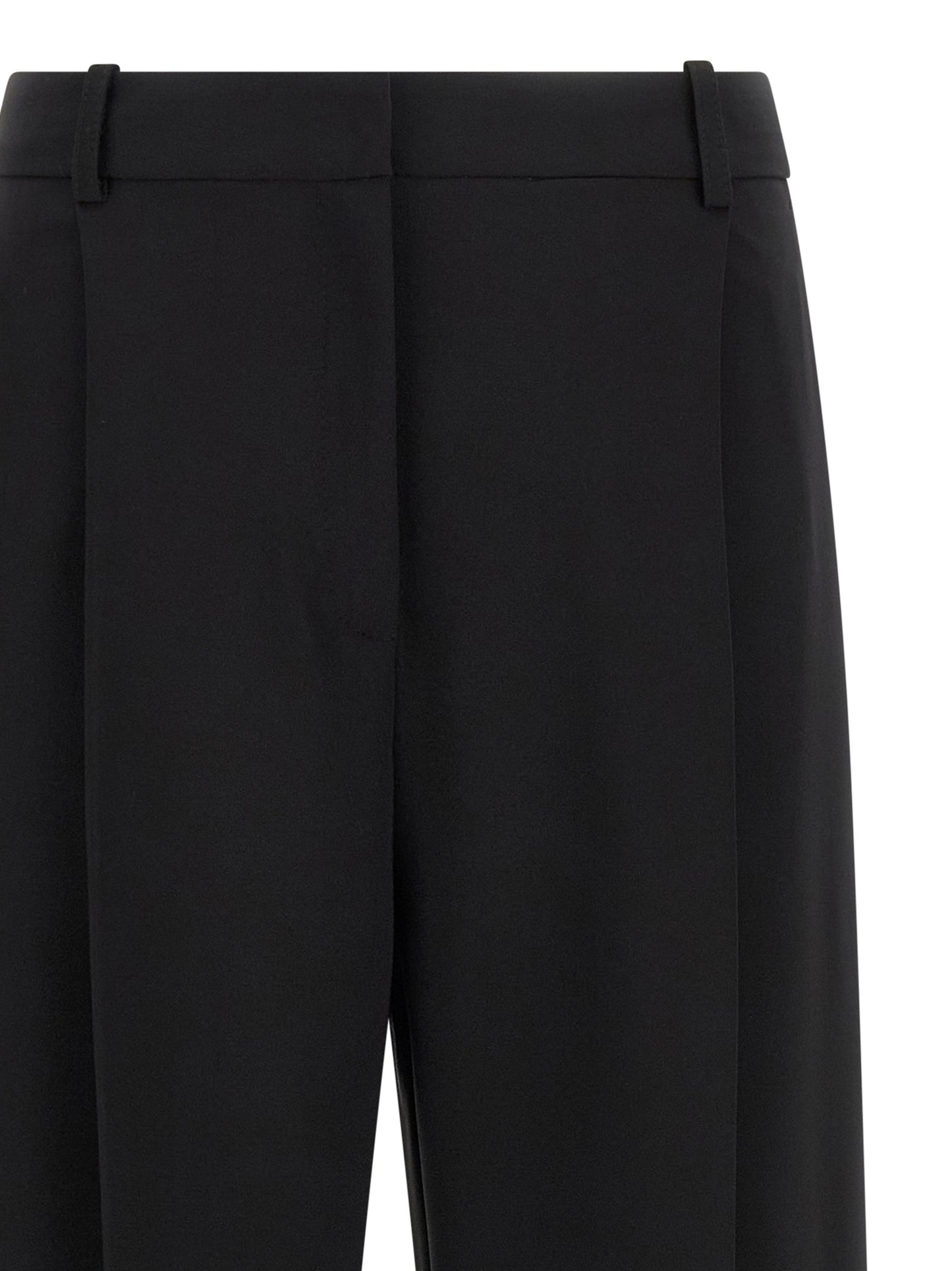 Casual Pants by Elisabetta Franchi for women in stretch polyester black features an sartorial straight-leg & wide and long with a cut for a sartorial finish.