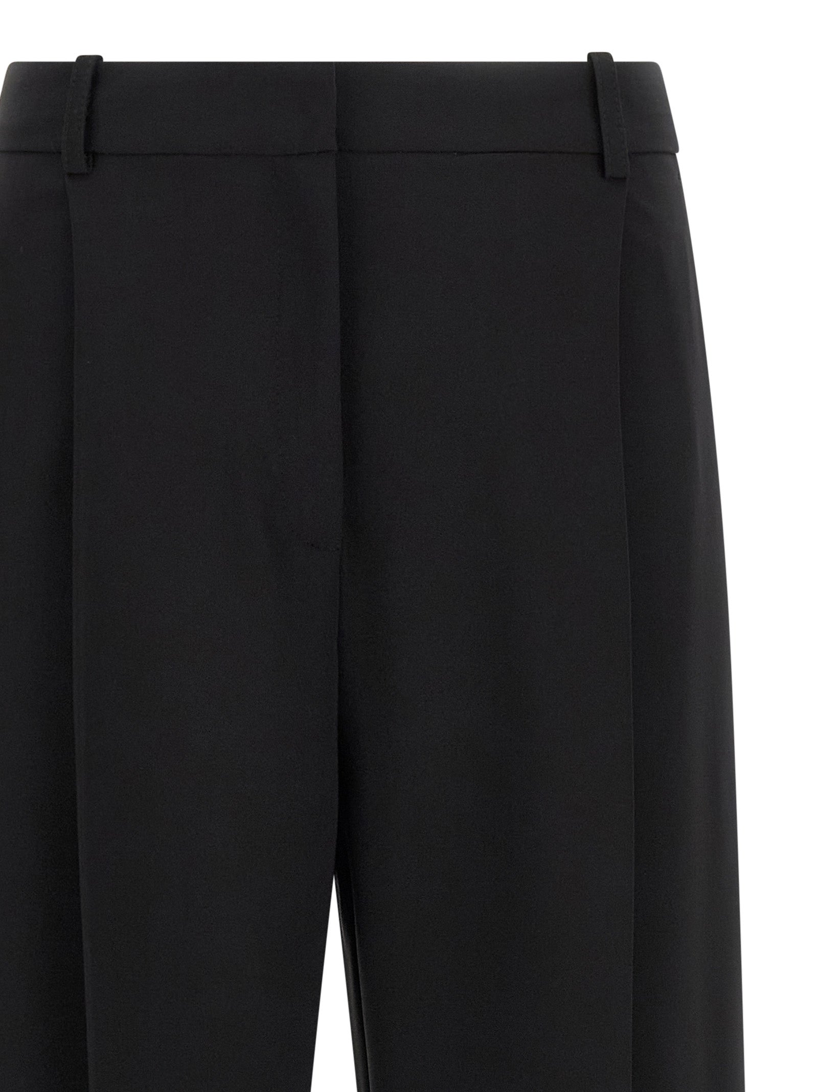 Casual Pants by Elisabetta Franchi for women in stretch polyester black features an sartorial straight-leg & wide and long with a cut for a sartorial finish.
