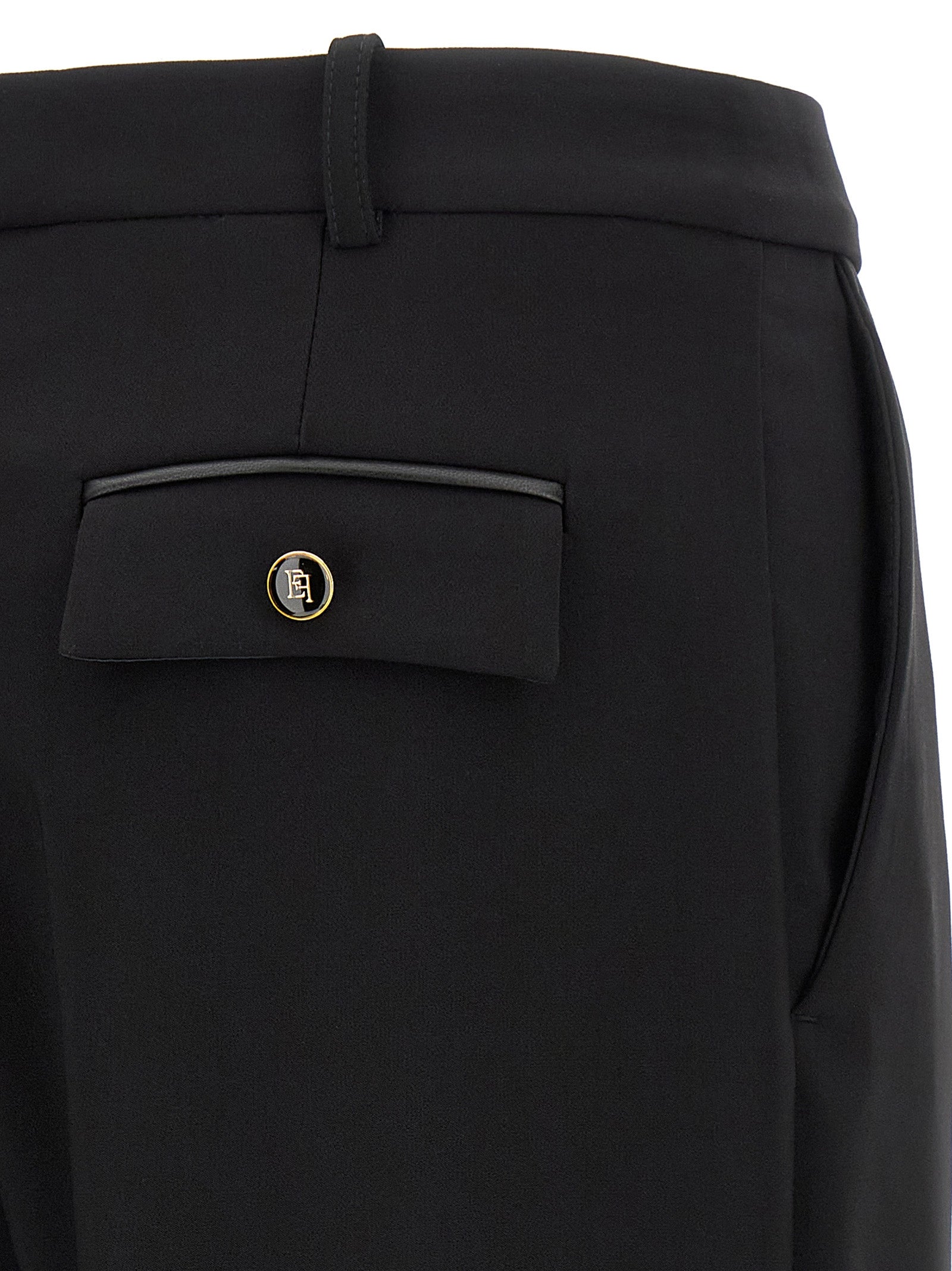 Casual Pants by Elisabetta Franchi for women in stretch polyester black features a polished silhouette with a polished straight-leg & wide, reaching a polished long and finished with a polished .