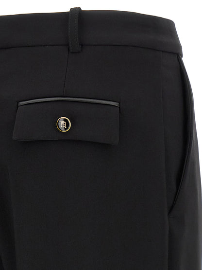 Casual Pants by Elisabetta Franchi for women in stretch polyester black features a polished silhouette with a polished straight-leg & wide, reaching a polished long and finished with a polished .
