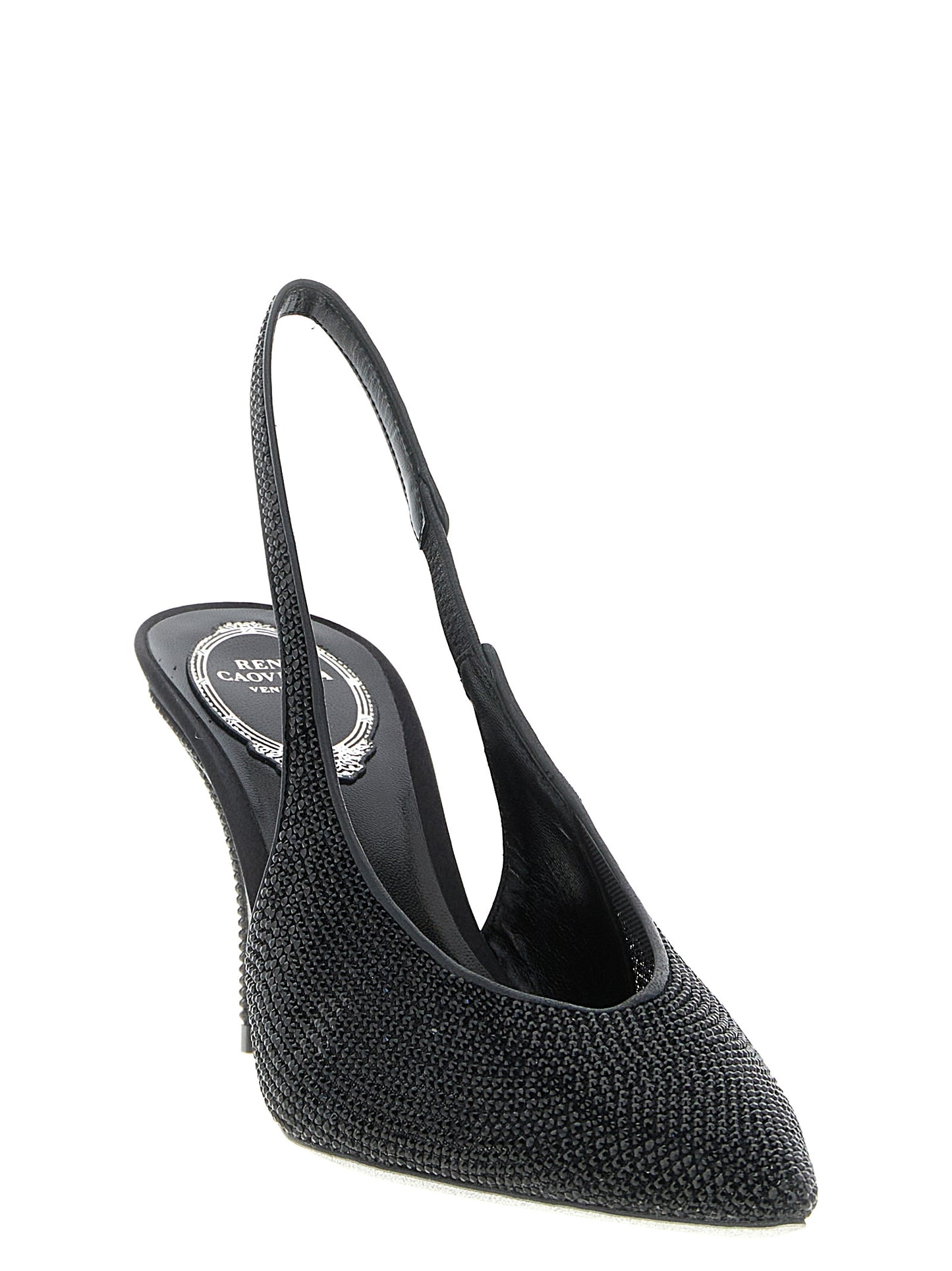 This High-Heel Stiletto Slingback Pumps Heels by RENE CAOVILLA for women in crystal black presents a effortlessly chic silhouette from the Women's Crystal High-Heel Stiletto Slingback Pumps Heels collection, featuring a effortlessly chic stiletto high-heel and effortlessly chic .