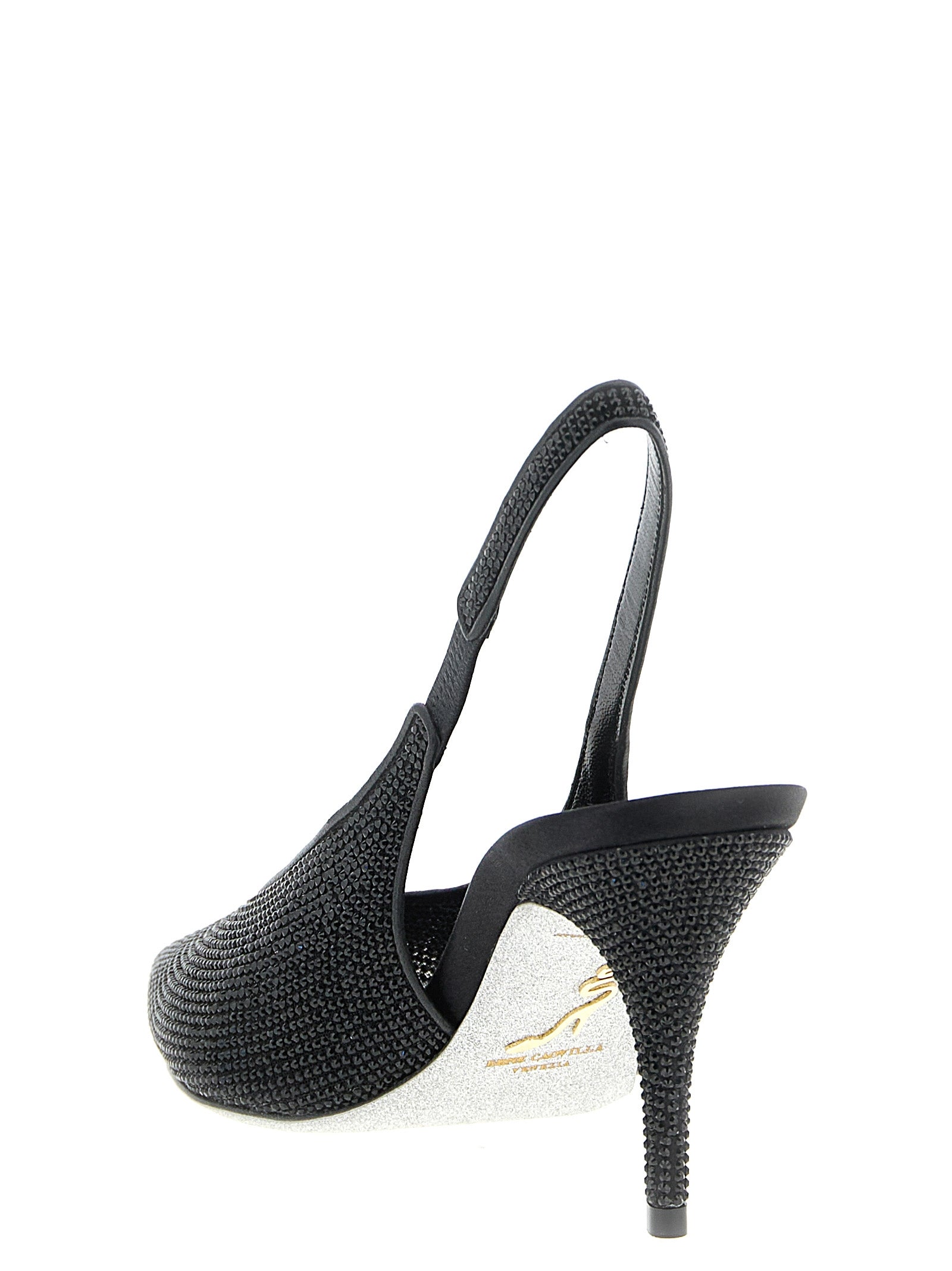 High-Heel Stiletto Slingback Pumps Heels by RENE CAOVILLA for women in crystal black features a effortlessly chic Women's Crystal High-Heel Stiletto Slingback Pumps Heels design with a sophisticated stiletto high-heel and elegant .