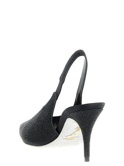 High-Heel Stiletto Slingback Pumps Heels by RENE CAOVILLA for women in crystal black features a effortlessly chic Women's Crystal High-Heel Stiletto Slingback Pumps Heels design with a sophisticated stiletto high-heel and elegant .
