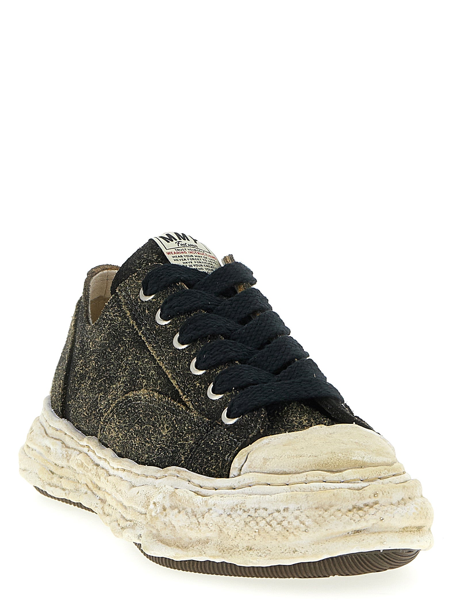 Sneakers by Maison Mihara Yasuhiro for men in bos taurus suede cowhide leather black features an versatile design from the Men's Low Top Bos Taurus Suede Cowhide Leather Sneakers collection, highlighting a versatile low-top style for a premium, high-fashion look.