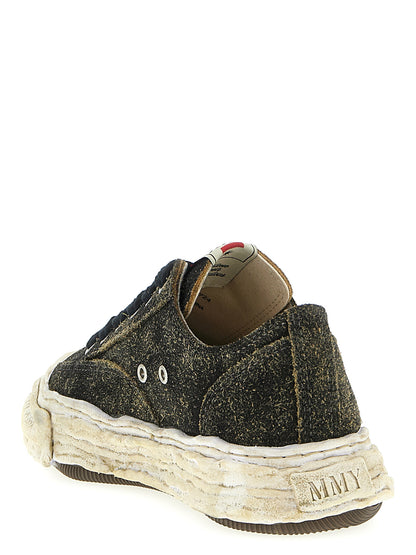 Sneakers by Maison Mihara Yasuhiro for men in bos taurus suede cowhide leather black features an timeless silhouette from the Men's Low Top Bos Taurus Suede Cowhide Leather Sneakers collection, showcasing a signature low-top style with an timeless finish.