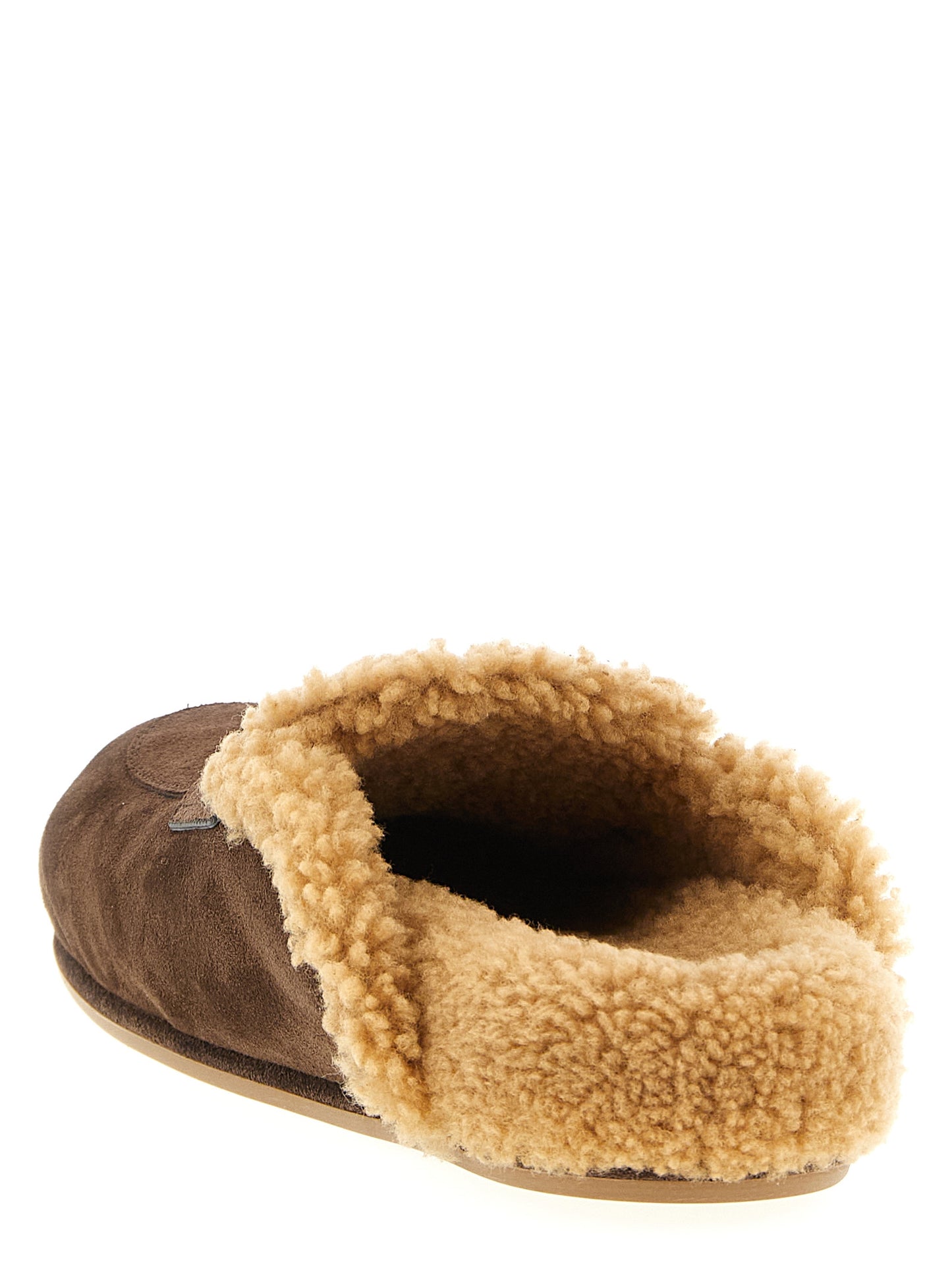 RENE CAOVILLA Women's Suede Calfskin Leather & Crystal Sliders Flat Shoes - Brown