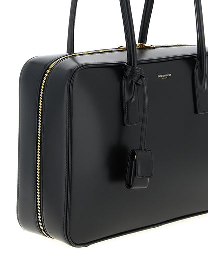 Saint Laurent Sac De Jour Calfskin Leather Shoulder Box Bag - Black