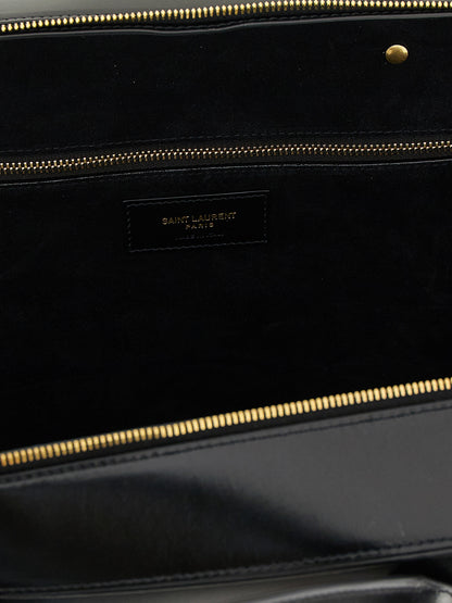 Saint Laurent Sac De Jour Calfskin Leather Shoulder Box Bag - Black