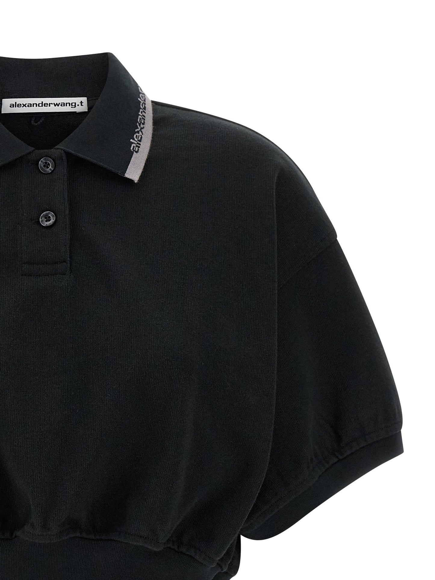 Polo Shirt by T BY ALEXANDER WANG for women in cotton black showcases a sharp silhouette, detailed with a refined and sharp for a sophisticated finish.