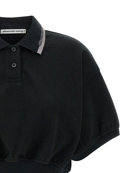Polo Shirt by T BY ALEXANDER WANG for women in cotton black showcases a sharp silhouette, detailed with a refined and sharp for a sophisticated finish.