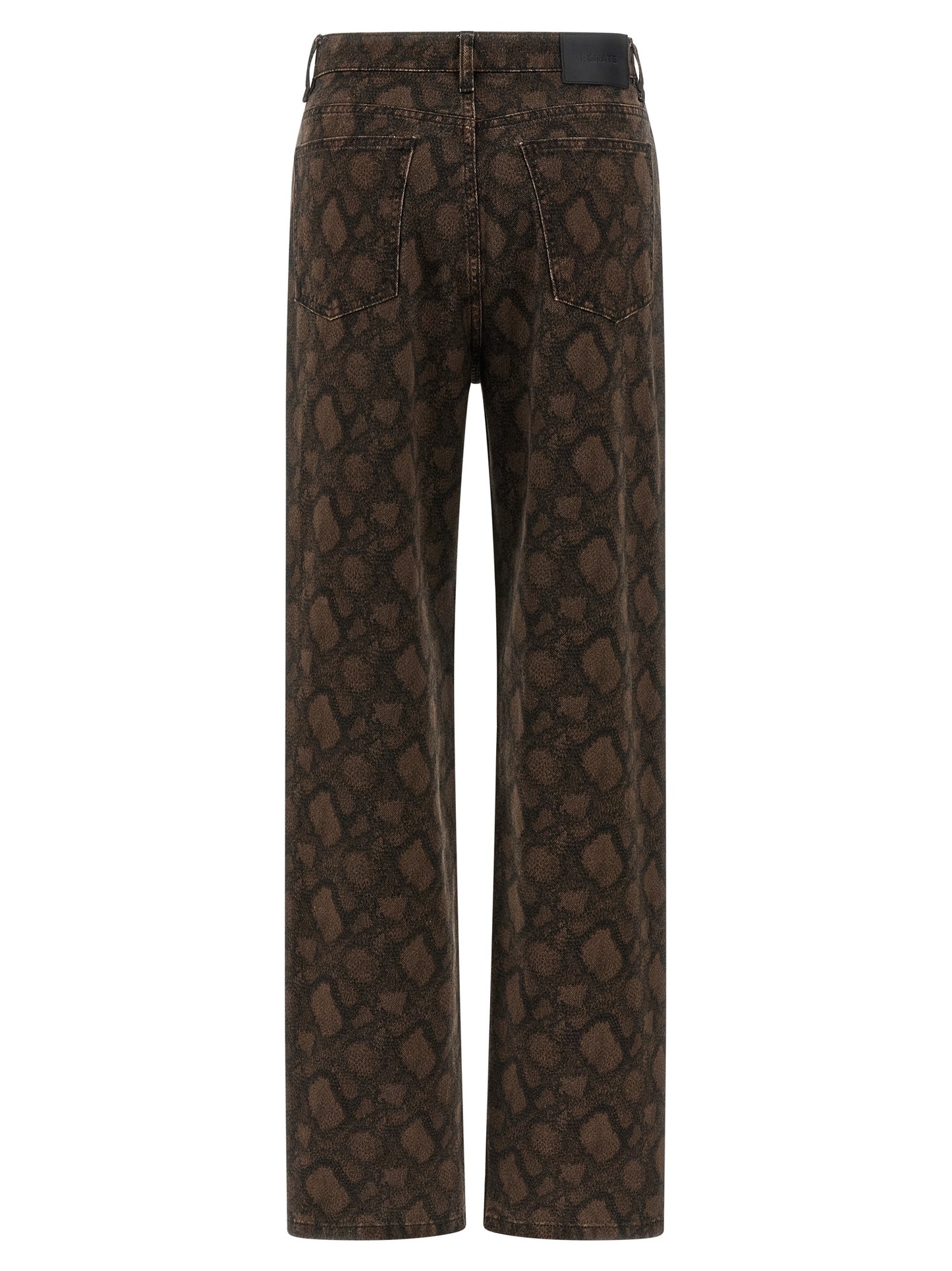 Jeans by ROTATE BIRGER CHRISTENSEN for women in denim cotton animal, brown & print features a polished silhouette with a polished straight-leg, reaching a polished long and finished with a polished high rise.