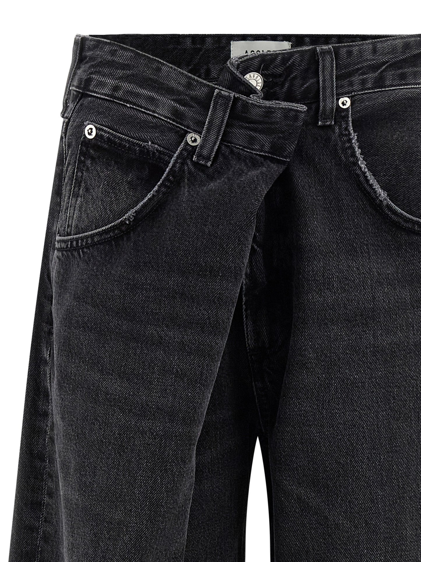 Jeans by Agolde for women in denim cotton black features a refined silhouette with a refined relaxed-fit & wide, defined by a and a refined long for a refined finish.