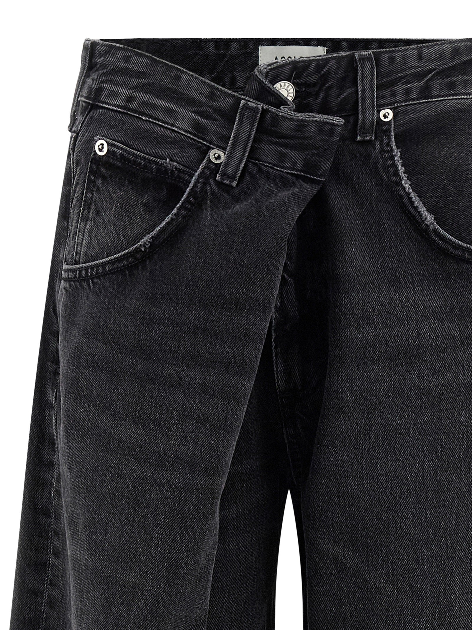 Jeans by Agolde for women in denim cotton black features a refined silhouette with a refined relaxed-fit & wide, defined by a and a refined long for a refined finish.