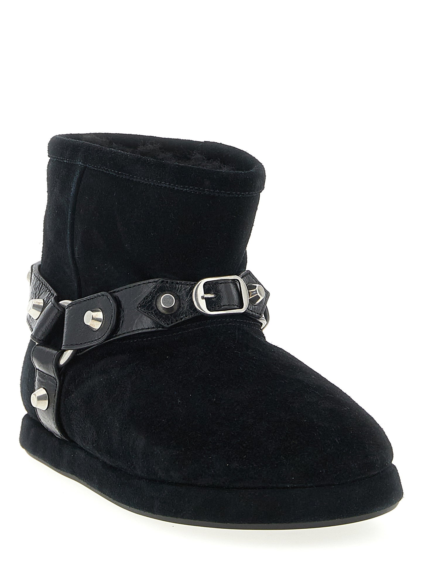 Ankle Boots by Balenciaga for women in calfskin & lamb leather black features an high-performance silhouette, showcasing the sophisticated design of the Women's Calfskin & Lamb Leather Ankle Boots with a and a refined round toe style.