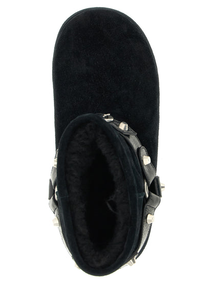Ankle Boots by Balenciaga for women in calfskin & lamb leather black features an dynamic silhouette, showcasing the dynamic Women's Calfskin & Lamb Leather Ankle Boots design with its distinctive and elegant round toe style.